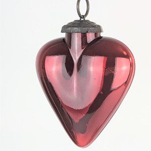 Large Red Heart Ornament Vintage Hard Plastic Pendant Window Hanging Heart Decor